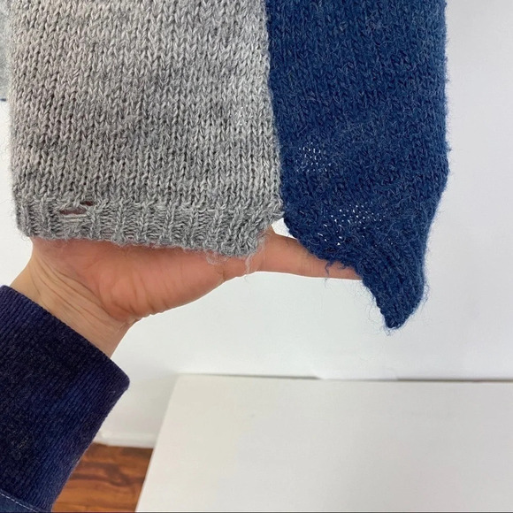 Another Story NYC Distressed Sweater Womens Size Medium Grey Blue Long Sleeve - Picture 3 of 11